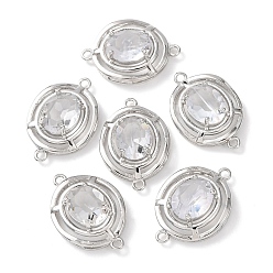 Прозрачный Подвески из латуни со стеклянным креплением, овальные связи, платина, прозрачные, 23x16x7 мм, отверстие : 1.4 мм
