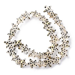 Бледно-Золотистый Бусы лэмпворк ручной работы, звезда в горошек, бледно золотарник, 13~14.5x15~15.5x6.5~7 мм, отверстие : 1.2 мм, около 29~30 шт / нитка, 35.6~37.5 см