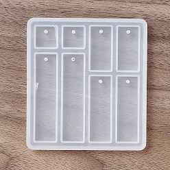 Rectangle DIY Pendant Silicone Molds, Resin Casting Molds, White, Rectangle & Square Pattern, 78x70x5.7mm, Hole: 2mm, Inner Diameter: 12~51x12~13mm