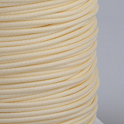 Beige Braided Korean Waxed Polyester Cords, Beige, 0.8mm, about 87.48 yards(80m)/roll