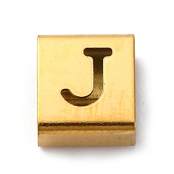 Letter J Ионное покрытие (ip) 304 квадратные подвески-слайдеры из нержавеющей стали, золотые, буква J, 9x8x4 мм, отверстие : 3.5x8.5 мм