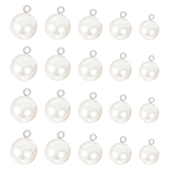 Linen Resin Imitation Pearl Pendants/Shank Buttons, with Iron Findings, 1-Hole, Round, Linen, 11.8x7.2x3.5cm, 100pcs/box