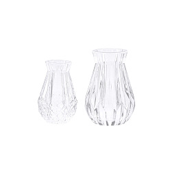 Clear Mini Plastic Vase, Micro Landscape Kitchen Dollhouse Accessories, Pretending Prop Decorations, Clear, 16~21x25~30mm, 2pcs/set