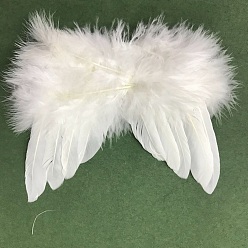 White Mini Doll Angel Wing Feather, with Polyester Rope, for DIY Moppet Makings Kids Photography Props Decorations Accessories, White, 180x140mm