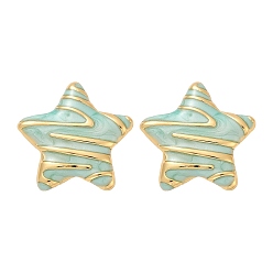 Аква 304 серьги-гвоздики в форме звезд из нержавеющей стали с эмалью, реальный 18 k позолоченный, вакуумное покрытие pvd, вода, 25x26 мм