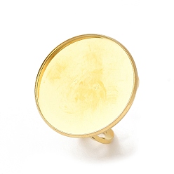 Настоящее золото 18K 304 выводы открытой манжеты из нержавеющей стали, настройки кольца чашки безеля, плоско-круглые, реальный 18 k позолоченный, внутренний диаметр: 18 мм, лоток : 25 мм