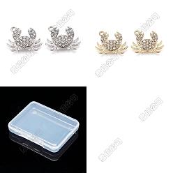 Platinum & Light Gold 40 pcs 2 pendentifs en strass en alliage de couleurs, charmes de crabe, sans plomb et sans cadmium, platine et or clair, 17.5x22x3mm, Trou: 1.8mm, 20 pcs / couleur