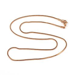 Golden 304 Stainless Steel Square Snake Chains Necklaces, with Lobster Clasps, Golden, 19.69 inch(50cm)