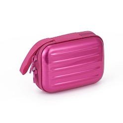 Hot Pink Tinplate Zipper Bag, Portable Coin Purse, for Business Card, Draw-bar box Shape, Hot Pink, 70x100mm