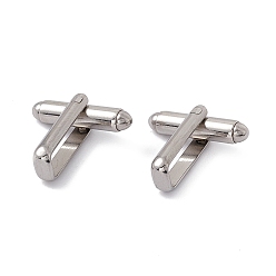 Stainless Steel Color Man's 201 Stainless Steel Cufflinks Findings, Bullet, Stainless Steel Color, 17x18x7mm, Hole: 4.5x12mm