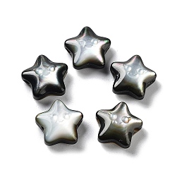 Black Natural Black Lip Shell Beads, Freshwater Shell, Star, Black, 10x10x4.5mm, Hole: 0.8mm