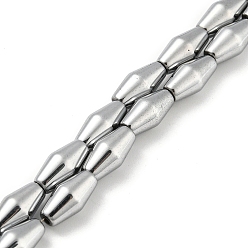 Platinum Plated Electroplated Synthetic Magnetic Hematite Beads Strands, Bicone, Platinum Plated, 6.2~6.5x12~12.5mm, Hole: 1.4mm, about 33pcs/strand, 16.89''(42.9cm)