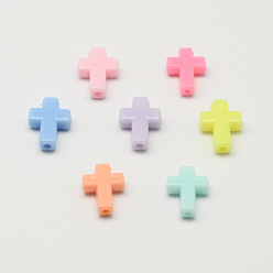Mixed Color Opaque Acrylic Cross Beads, Mixed Color, 17x12.5x5mm, Hole: 2mm, about 1470~1497pcs/500g