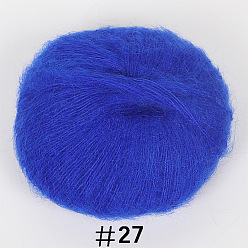 Королевский синий 25 пряжа для вязания из шерсти ангорского мохера, для шали, шарфа, куклы, вязания крючком, королевский синий, 1 мм