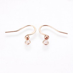 Rose Gold 316 Surgical Stainless Steel Earring Hooks, Ear Wire, with Horizontal Loop, Rose Gold, 16x16~19.5x3mm, Hole: 2mm, 21 Gauge, Pin: 0.7mm