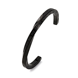 Черный Всегда в моем сердце 304 браслеты-манжеты из нержавеющей стали для женщин, скрученный, ионное покрытие (ip), чёрные, 1/4 дюйм (0.5 см), внутренний диаметр: 1-3/4 дюйм (4.55 см) x 2-1/2 дюйм (6.3 см)