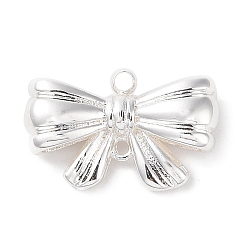 925 Sterling Silver Plated Brass Connector Charms, Bowknot Links, 925 Sterling Silver Plated, 11.5x17x4.5mm, Hole: 1.4mm & 1mm