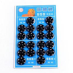 Gunmetal Iron Sewing Snap Button, Press Studs, Garment Buttons, Flat Round, Gunmetal, 15.5~16x5mm, Hole: 2.5x1.5mm, about 20sets/card, 6cards/box