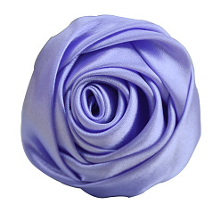 Средний Фиолетовый Атласная ткань ручной работы 3d цветок розы, аксессуары для украшения обуви, шапки, одежды своими руками, средне фиолетовый, 5.5 см