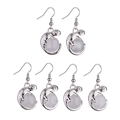 Quartz Crystal Natural Quartz Crystal Chameleon Dangle Earrings with Crystal Rhinestone, Platinum Brass Jewelry for Women, 39mm, Pin: 0.7mm