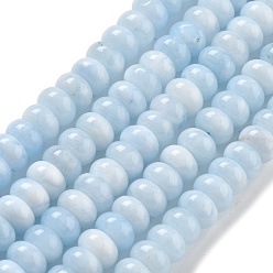 Light Sky Blue Natural White Jade Beads Strands, Dyed, Rondelle, Light Sky Blue, 8x5mm, Hole: 1mm, about 74pcs/strand, 15.15 inch(38.5cm)