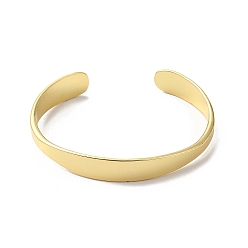 Real 18K Gold Plated Rack Plating Brass Cuff Bangles, Open Bangles for Women, Cadmium Free & Lead Free, Real 18K Gold Plated, 1/4~3/8 inch(0.5~0.9cm), Inner Diameter: 1-7/8x2-1/4 inch(4.65x5.75cm)