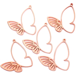 Rose Gold Alloy Pendants, Butterfly, Rose Gold, 39x38mm