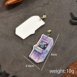 Фиолетовый Милые серьги-гвоздики из смолы в форме игрового автомата из мультфильма «Научная фантастика» для подарка на вечеринку в честь Хэллоуина, платина, фиолетовые, 45~60x30~26 мм