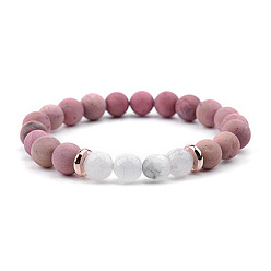BC244-4 Natural Energy Crystal Bracelet for Bohemian Women - Matte Stone Beaded Jewelry