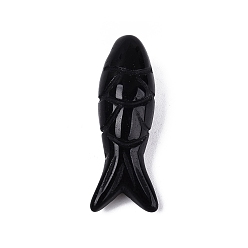 Обсидиан Резные подвески из натурального обсидиана, рыба, 37~41x12.5~15x12~13 мм, отверстие : 0.9~1 мм