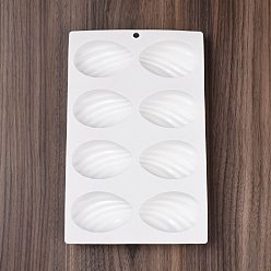 Stripe DIY Half Easter Surprise Eggs Food Grade Silicone Molds, Fondant Molds, Resin Casting Molds, for Chocolate, Candy, UV Resin & Epoxy Resin Craft Making, 8 Cavities, Stripe Pattern, 264x170x24.5mm, Hole: 8mm, Inner Diameter: 75x49.5mm