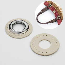 Gunmetal Imitation PU Leather Eeyelet Patch, for Bag Accessories, Gunmetal, 4.6cm, Hole: 20mm, 2pcs/set