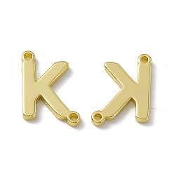 Letter K Rack Plating Brass Connector Charms, Real 18K Gold Plated, Long-Lasting Plated, Cadmium Free & Nickel Free & Lead Free, Letter Links, Letter.K, 13x9.5x1.5mm, Hole: 1mm