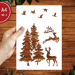 Christmas Tree Plastic Drawing Painting Stencils Templates, Rectangle, White, Christmas Tree Pattern, 297x210mm