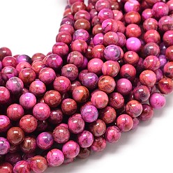 Crazy Agate Natural Dyed Crazy Agate Round Bead Strands, 6mm, Hole: 1mm, about 62pcs/strand, 15.5 inch