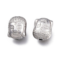 Stainless Steel Color Buddhist 304 Stainless Steel Beads, Buddha Head, Stainless Steel Color, 11.4x9.3x6.5mm, Hole: 1.5mm