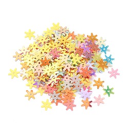 Mixed Color PVC Paillette/Sequins Beads, Golden Sheen, Christmas Snowflake, Mixed Color, 7.5x6.5x0.3mm, Hole: 1mm