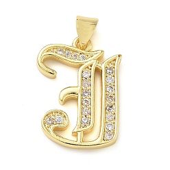 Letter J Латунные микро проложить кубического циркония подвески, стойки покрытие, без свинца и без кадмия, долговечный, реальный 18 k позолоченный, буквы, буква J, 21.5x15.5x1.8 мм, отверстие : 3.5x5 мм