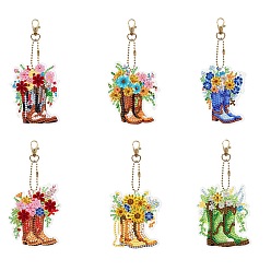 Shoes DIY Diamond Painting Keychain Kits, Including Acrylic Board, Keychain Clasp, Bead Chain, Resin Rhinestones Bag, Diamond Sticky Pen, Tray Plate and Glue Clay, Shoes, 110~150x70~100mm, 6pcs/set