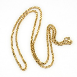 Золотой Модный унисекс 201 из нержавеющей стали крест Роло цепи ожерелья, с карабин-лобстерами , золотые, 21.65 дюйм (55 см)