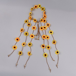 Gold Cloth Sunflower Hippie Headband Floral Crown, Wedding Party Beach Bridal Decorative Hair Accessories, Gold, 652mm, Inner Diameter: 150~170mm
