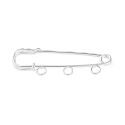 Silver Iron Brooch Findings, 3-Holes Kilt Pins for Lapel Pins Makings, Silver, 50x17x5mm, Hole: 3.5mm