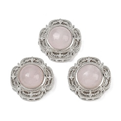 Розовый Кварц Многорядные звенья из натурального розового кварца, Латунные коннекторы, платина, стойки покрытие, 18x18x10 мм, отверстие : 1.8 мм