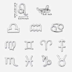 Platinum 36Pcs Alloy Pendants, 12 Constellation Charms, Zodiac Sign Charms, for Jewelry Necklace Bracelet Earring Making Crafts, Platinum, 14.6x8~14.5x10.3mm, Hole: 1.8mm