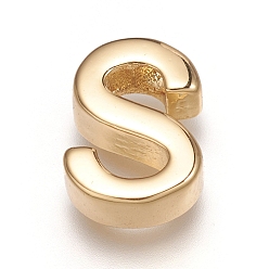 Letter S Brass Charms, Long-Lasting Plated, Real 18K Gold Plated, Letter.S, S: 9x6.5x3mm, Hole: 1.6mm