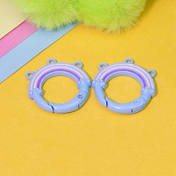 Lilac 3-Hole Alloy Enamel Spring Gate Clasps, Rainbow, DIY Mobile Phone Pendant Accessories, Lilac, 27x25.8mm