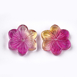 Colorful Spray Painted Glass Beads, Flower, Colorful, 15x13.5x3.5mm, Hole: 1mm