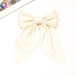 Double-sided satin bow hair clip - Large size beige Pince à bec de canard noeud papillon en satin chic - simple, , épingle à cheveux pour les sorties.