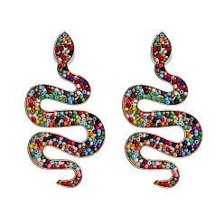 colorful Exaggerated Snake-Shaped Earrings for Women, Perfect Nightclub Accessory
