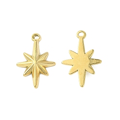 Real 14K Gold Plated 304 Stainless Steel Pendants, Star Charms, Real 14K Gold Plated, 21x14x2.7mm, Hole: 1.2mm